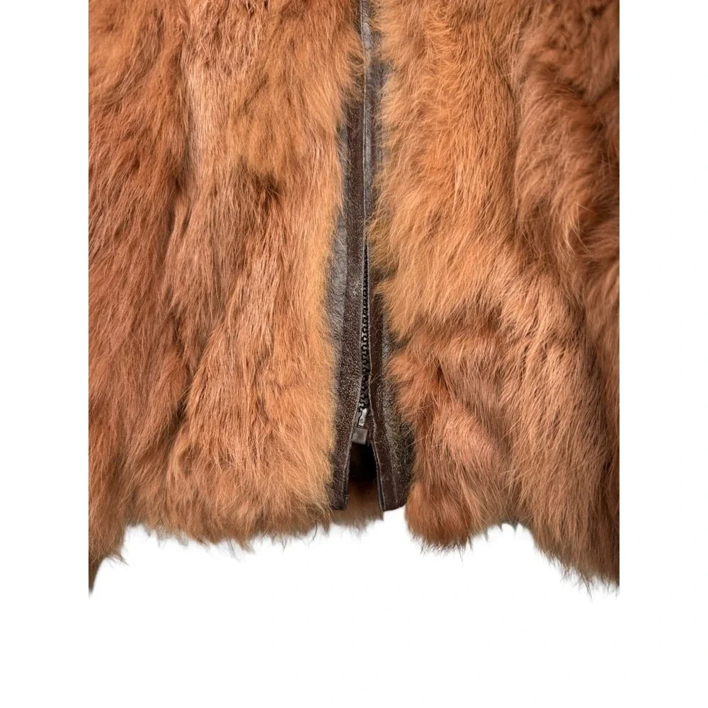 Vintage Genuine Rabbit Fur Coat Jacket Small Made In Korea Variegated RN66109